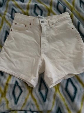 Abercrombie & Fitch Cream High-Waist Denim Shorts